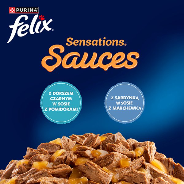 Felix Sensations Sauces Karma dla dorosłych kotów rybne smaki w sosie z warzywami 340 g (4 x 85 g)
