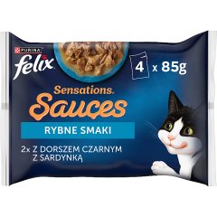 Felix Sensations Sauces Karma dla dorosłych kotów rybne smaki w sosie z warzywami 340 g (4 x 85 g)