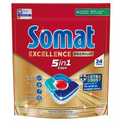 Somat Excellence Premium 5in1 Kapsułki do mycia naczyń w zmywarkach 446,4 g (24 sztuki)