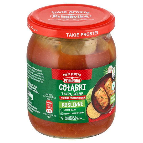 Primavika Gołąbki z kaszą jaglaną w sosie pomidorowym 480 g