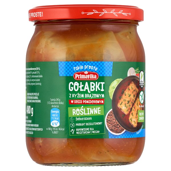 Primavika Gołąbki z ryżem brązowym w sosie pomidorowym 480 g