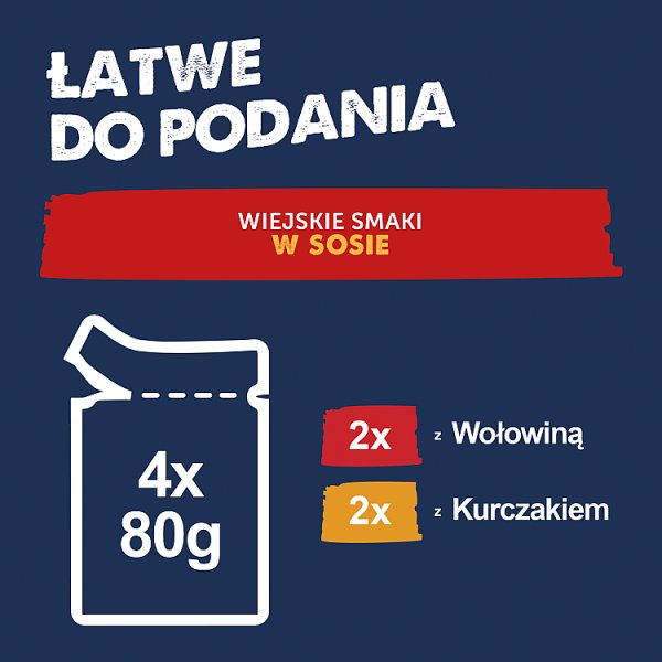 Felix Tasty Shreds Karma dla dorosłych kotów wiejskie smaki w sosie 320 g (4 x 80 g)