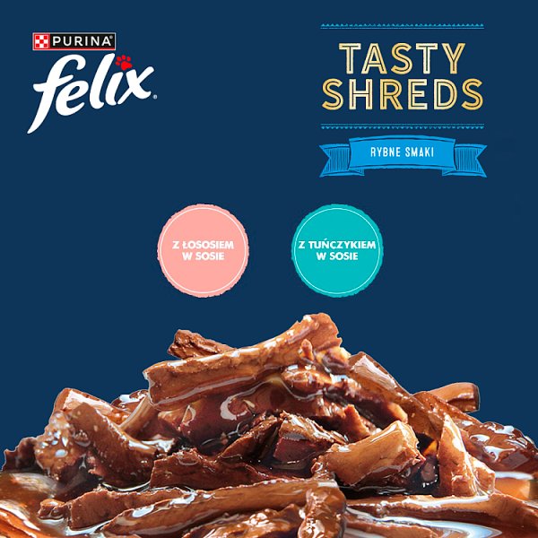 Felix Tasty Shreds Karma dla dorosłych kotów rybne smaki w sosie 320 g (4 x 80 g)