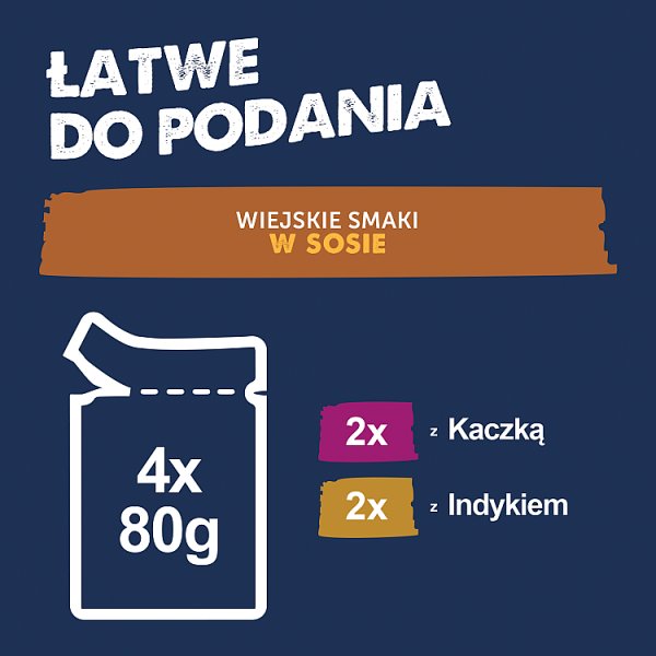 Felix Tasty Shreds Karma dla dorosłych kotów wiejskie smaki w sosie 320 g (4 x 80 g)