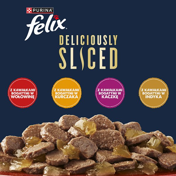 Felix Deliciously Sliced Karma dla dorosłych kotów wiejskie smaki w galaretce 320 g (4 x 80 g)