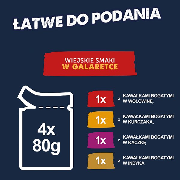 Felix Deliciously Sliced Karma dla dorosłych kotów wiejskie smaki w galaretce 320 g (4 x 80 g)