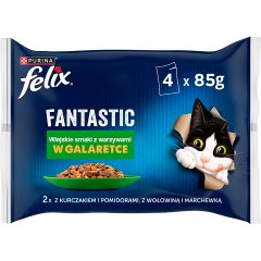 Felix Fantastic Karma dla kotów wiejskie smaki z warzywami w galaretce 340 g (4 x 85 g)