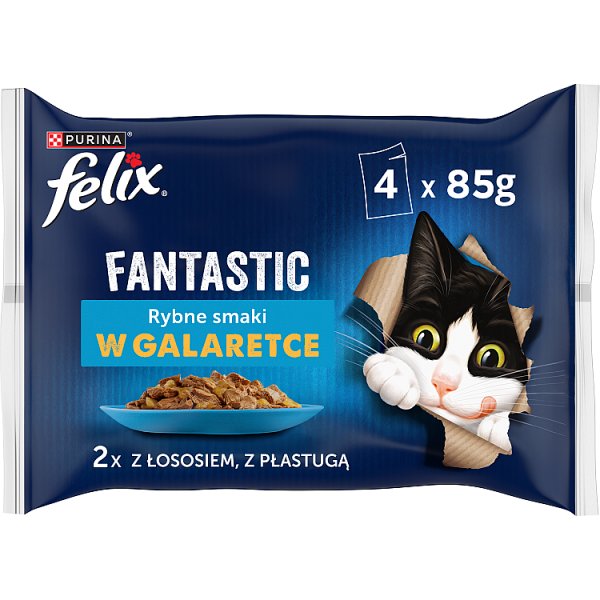 Felix Fantastic Karma dla dorosłych kotów rybne smaki w galaretce 340 g (4 x 85 g)