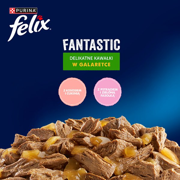 Felix Fantastic Karma dla dorosłych kotów rybne smaki z warzywami w galaretce 340 g (4 x 85 g)