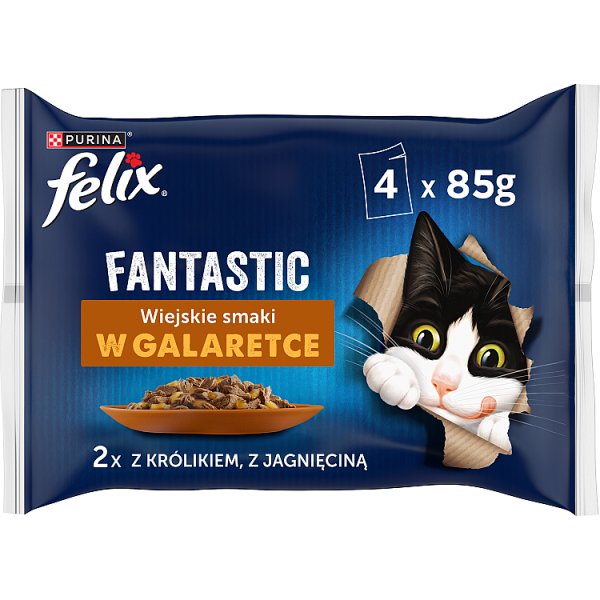 Felix Fantastic Karma dla kotów wiejskie smaki w galaretce 340 g (4 x 85 g)