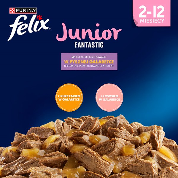 Felix Fantastic Junior Karma dla kociąt wybór smaków w galaretce 340 g (4 x 85 g)