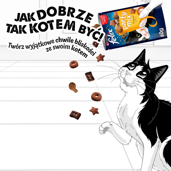 Felix Party Mix Original Przekąski o smaku kurczaka wątróbki i indyka 60 g