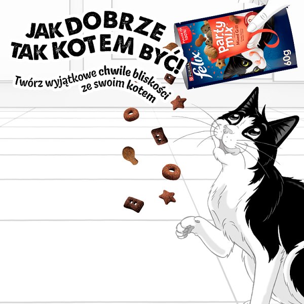Felix Party Mix Mixed Grill Przekąski o smaku wołowiny kurczaka i łososia 60 g