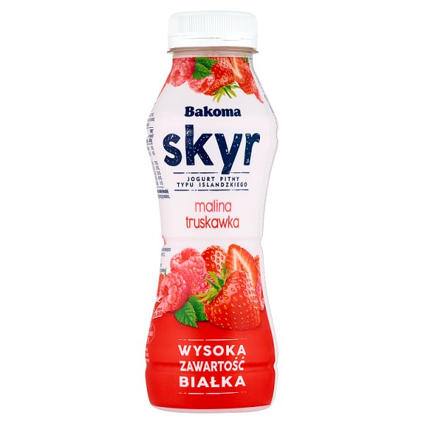 Bakoma Skyr jogurt pitny typu islandzkiego malina truskawka 300 g