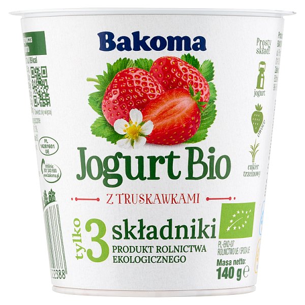 Bakoma Jogurt Bio z truskawkami 140 g