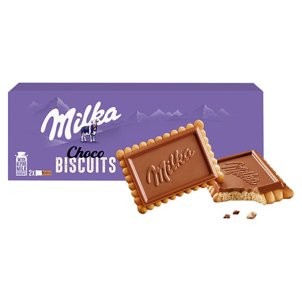 Milka Choco Biscuit, herbatniki z mleczną czekoladą z alpejskiego mleka - 150 g