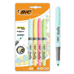 BIC Pastel Highlighter Grip Zakreślacz Blister 4szt
