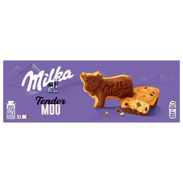 Milka Tender Moo, ciastko biszkoptowo – kakaowe z kawałkami mlecznej czekolady - 140 g