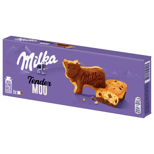 Milka Tender Moo, ciastko biszkoptowo – kakaowe z kawałkami mlecznej czekolady - 140 g