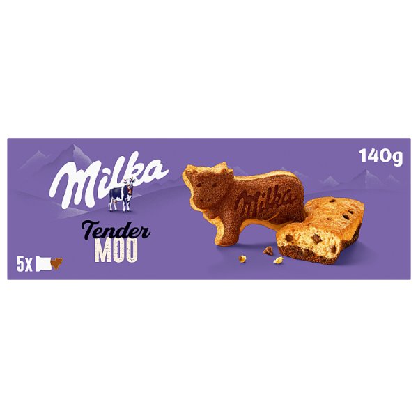 Milka Tender Moo, ciastko biszkoptowo – kakaowe z kawałkami mlecznej czekolady - 140 g