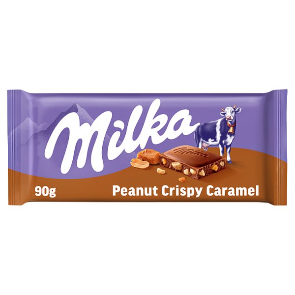 Milka Czekolada mleczna z orzeszkami ziemnymi kawałkami karmelu i chrupkami zbożowymi 90 g