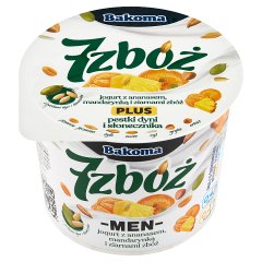 Bakoma 7 zbóż Men Jogurt z ananasem mandarynką i ziarnami zbóż plus pestki dyni i słonecznika 300 g