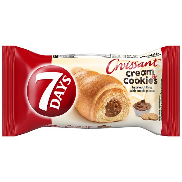 7Days Cream&amp;Cookies rogalik z nadzieniem z orzechami laskowymi z kawałkami ciastek - 60 g