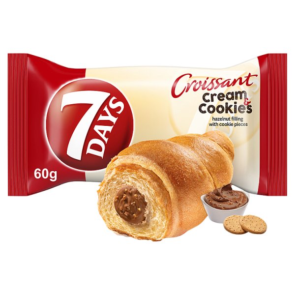 7Days Cream&amp;Cookies rogalik z nadzieniem z orzechami laskowymi z kawałkami ciastek - 60 g