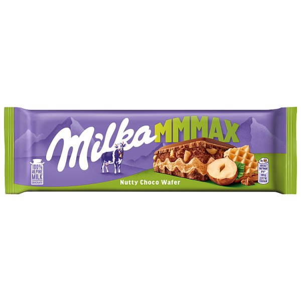 Milka Mmmax Wafelek nadzienie z orzechów laskowych i kawałki orzechów w czekoladzie mlecznej 270 g