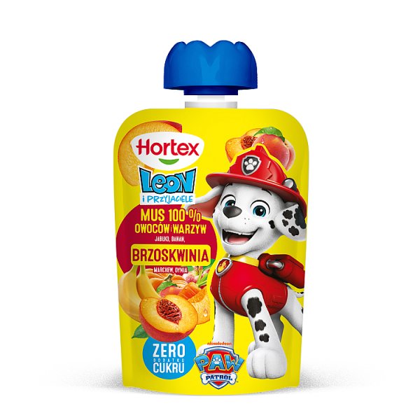 Hortex Leon i Przyjaciele Mus 100 % owoców i warzyw jabłko brzoskwinia banan marchew dynia 100 g