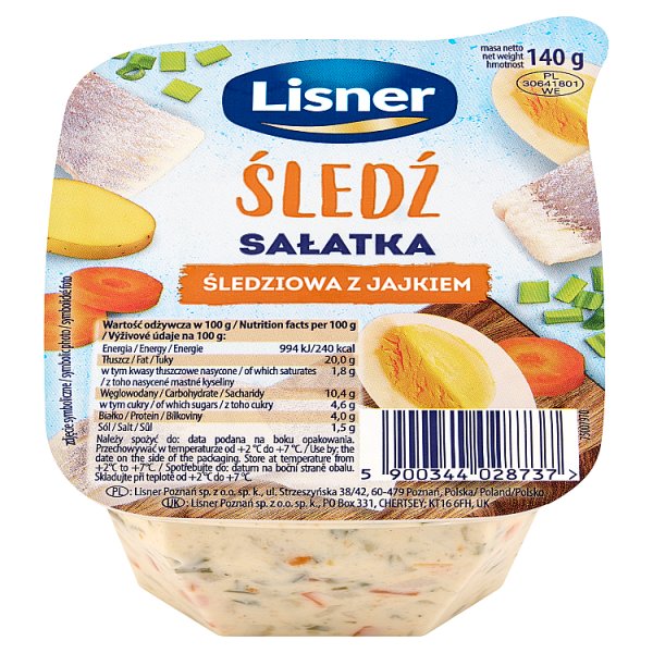 Lisner Sałatka śledziowa z jajkiem 140 g