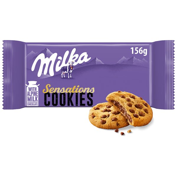 Milka Sensations Cookies, ciastka z czekoladowym nadzieniem i kawałkami mlecznej czekolady - 156 g