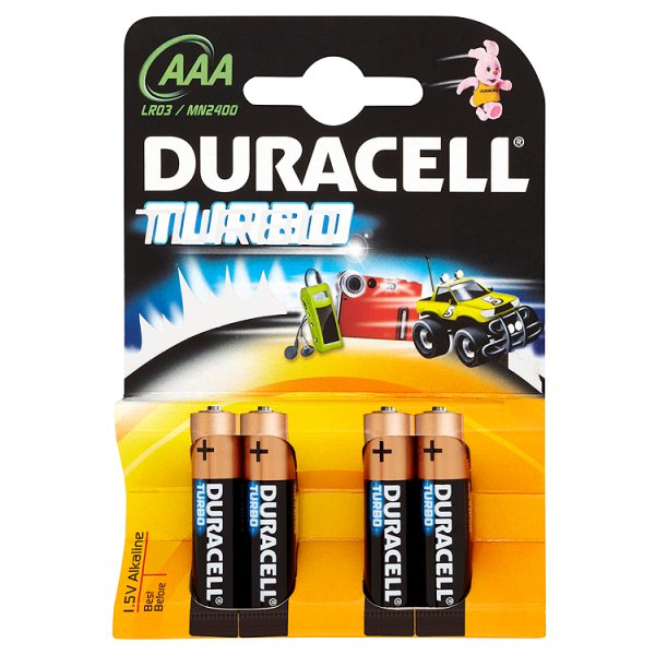 Duracell Turbo AAA LR03 / MN2400 1.5 V Baterie alkaliczne 4 sztuki