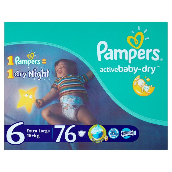 Pampers Active Baby Pieluchy 6 Extra Large 76 sztuk