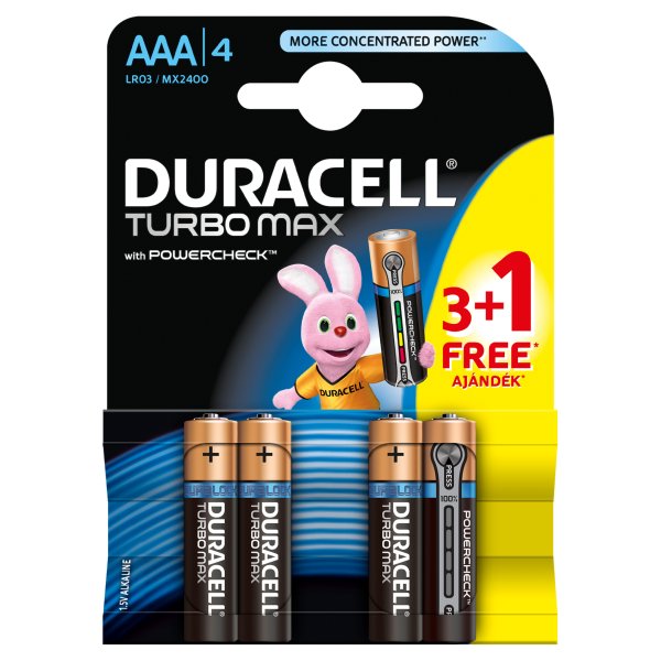 Duracell Turbo Max AAA Baterie alkaliczne 4 sztuki