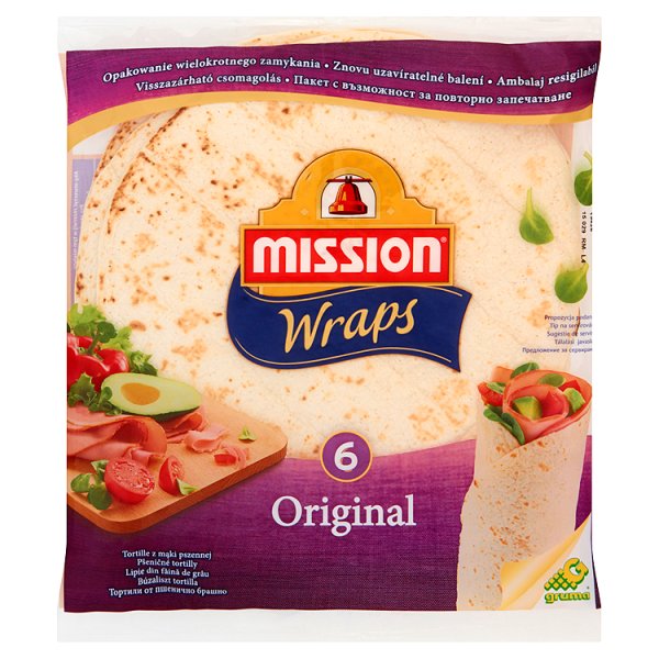 Mission Wraps Original Tortilla z mąki pszennej 370 g (6 sztuk)