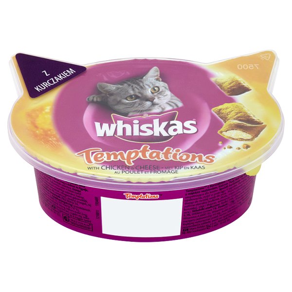 Whiskas Temptations z kurczakiem i serem Karma uzupełniająca dla kotów 60 g