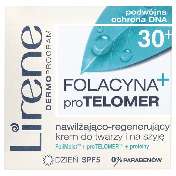 Lirene Dermoprogram 30+ Folacyna proTelomer Krem do twarzy i na szyję na dzień 50 ml