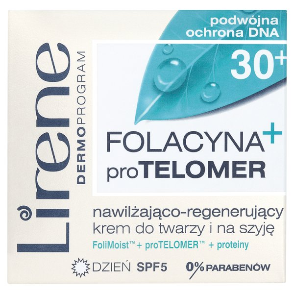 Lirene Dermoprogram 30+ Folacyna proTelomer Krem do twarzy i na szyję na dzień 50 ml