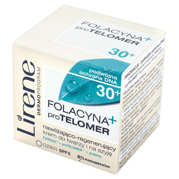 Lirene Dermoprogram 30+ Folacyna proTelomer Krem do twarzy i na szyję na dzień 50 ml