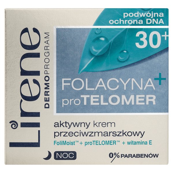Lirene Dermoprogram 30+ Folacyna proTelomer Aktywny krem przeciwzmarszczkowy na noc 50 ml