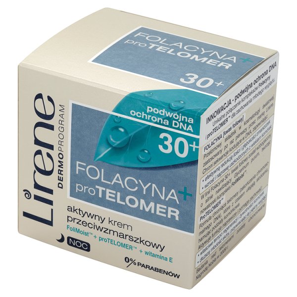 Lirene Dermoprogram 30+ Folacyna proTelomer Aktywny krem przeciwzmarszczkowy na noc 50 ml