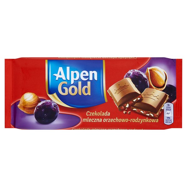 Alpen Gold Czekolada mleczna orzechowo-rodzynkowa 90 g