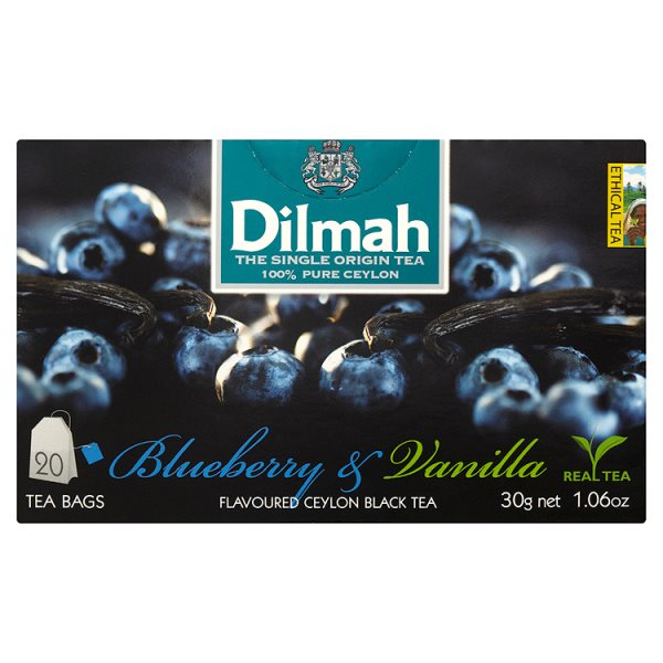 Dilmah Cejlońska czarna herbata z aromatem czarnej jagody i wanilii 30 g (20 torebek)