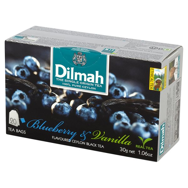 Dilmah Cejlońska czarna herbata z aromatem czarnej jagody i wanilii 30 g (20 torebek)