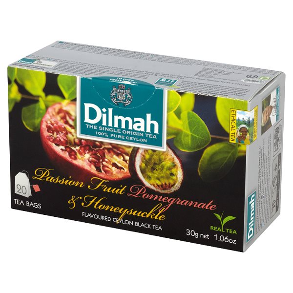 Dilmah Cejlońska czarna herbata z aromatem marakui granatu i wiciokrzewu 30 g (20 torebek)