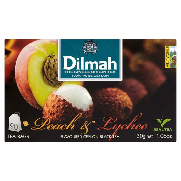 Dilmah Cejlońska czarna herbata z aromatem brzoskwini i owocu liczi 30 g (20 torebek)