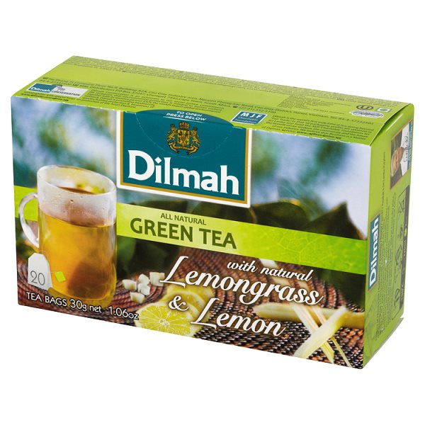 Dilmah Zielona herbata z trawą cytrynową i naturalnym aromatem cytryny 30 g (20 torebek)