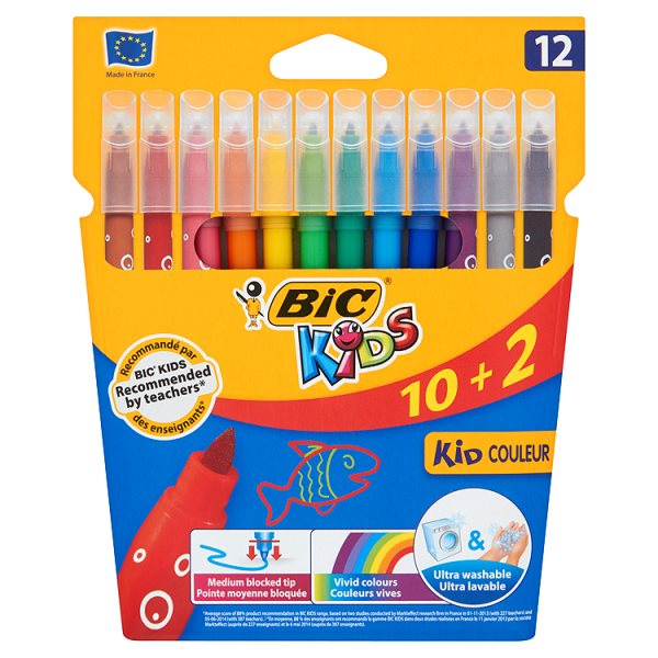 Bic Kids Kid Couleur Kolorowe flamastry zmywalne 12 kolorów