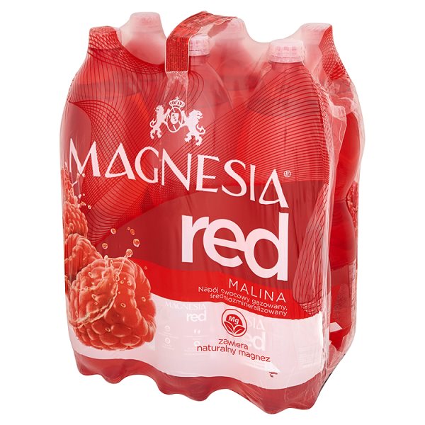 Magnesia Red Malina z sokiem owocowym Napój owocowy gazowany 6 x 1,5 l